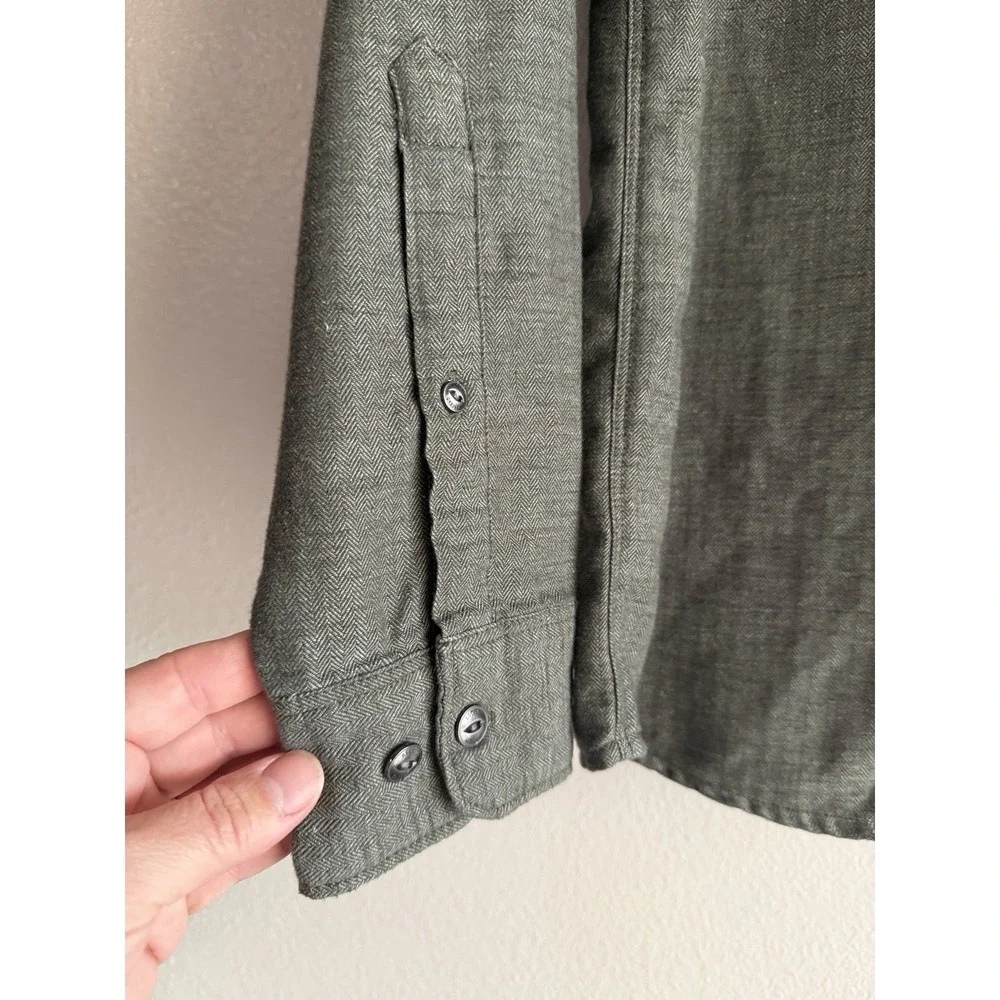 Ascend Men's Sea Pine Green Shirt Herringbone Slub Long Sleeve Button Down Small - Picture 4 of 7
